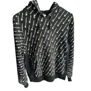 Champion XS Black White Reverse Weave Hoodie Sweatshirt GUC